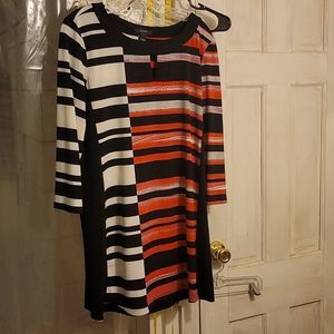 Nwot, Alfani, Dress red pink blk & gray lg stripe 👗. Long sleeve.  BEAUTIFUL 😍